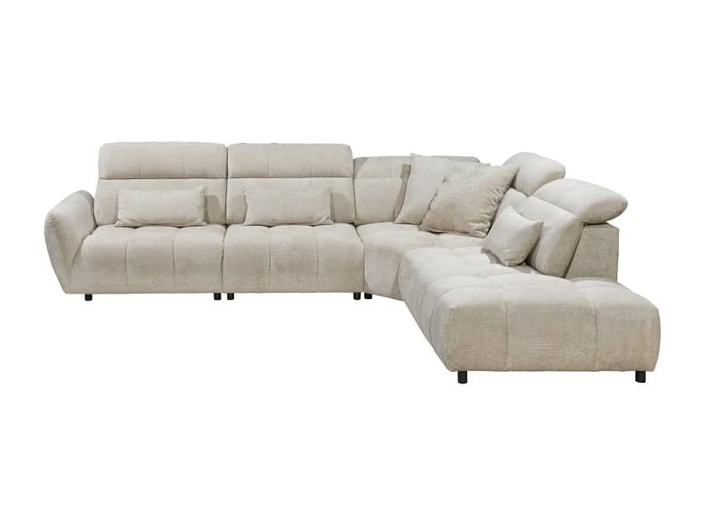 MYHOMELANDO Franklin hoekbank – L-vorm in microvezel-vlakweefsel, nosagvering en 5-voudig verstelbare hoofdsteunen