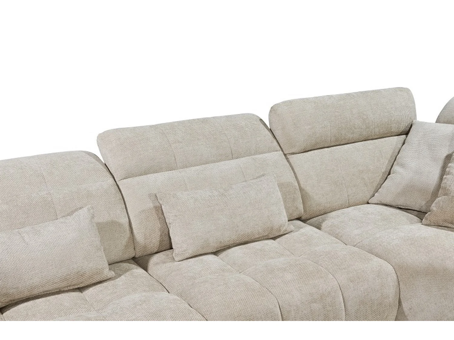 MYHOMELANDO Franklin hoekbank – L-vorm in microvezel-vlakweefsel, nosagvering en 5-voudig verstelbare hoofdsteunen