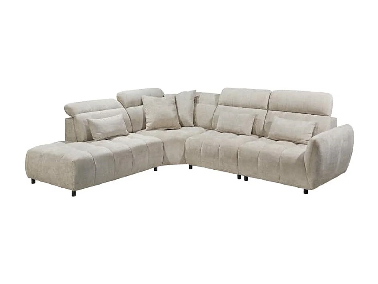 MYHOMELANDO Franklin hoekbank – L-vorm in microvezel-vlakweefsel, nosagvering en 5-voudig verstelbare hoofdsteunen