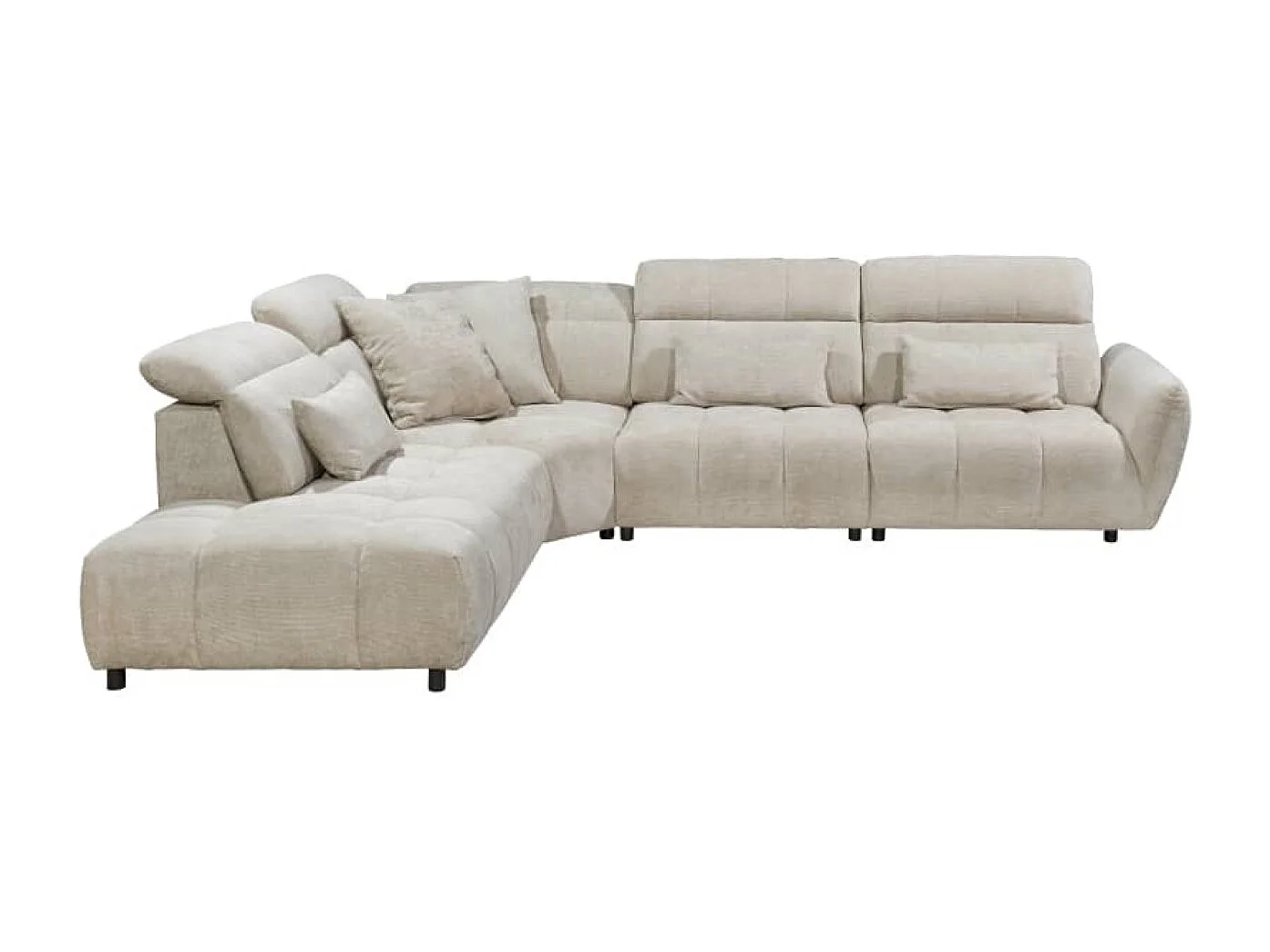 MYHOMELANDO Franklin hoekbank – L-vorm in microvezel-vlakweefsel, nosagvering en 5-voudig verstelbare hoofdsteunen