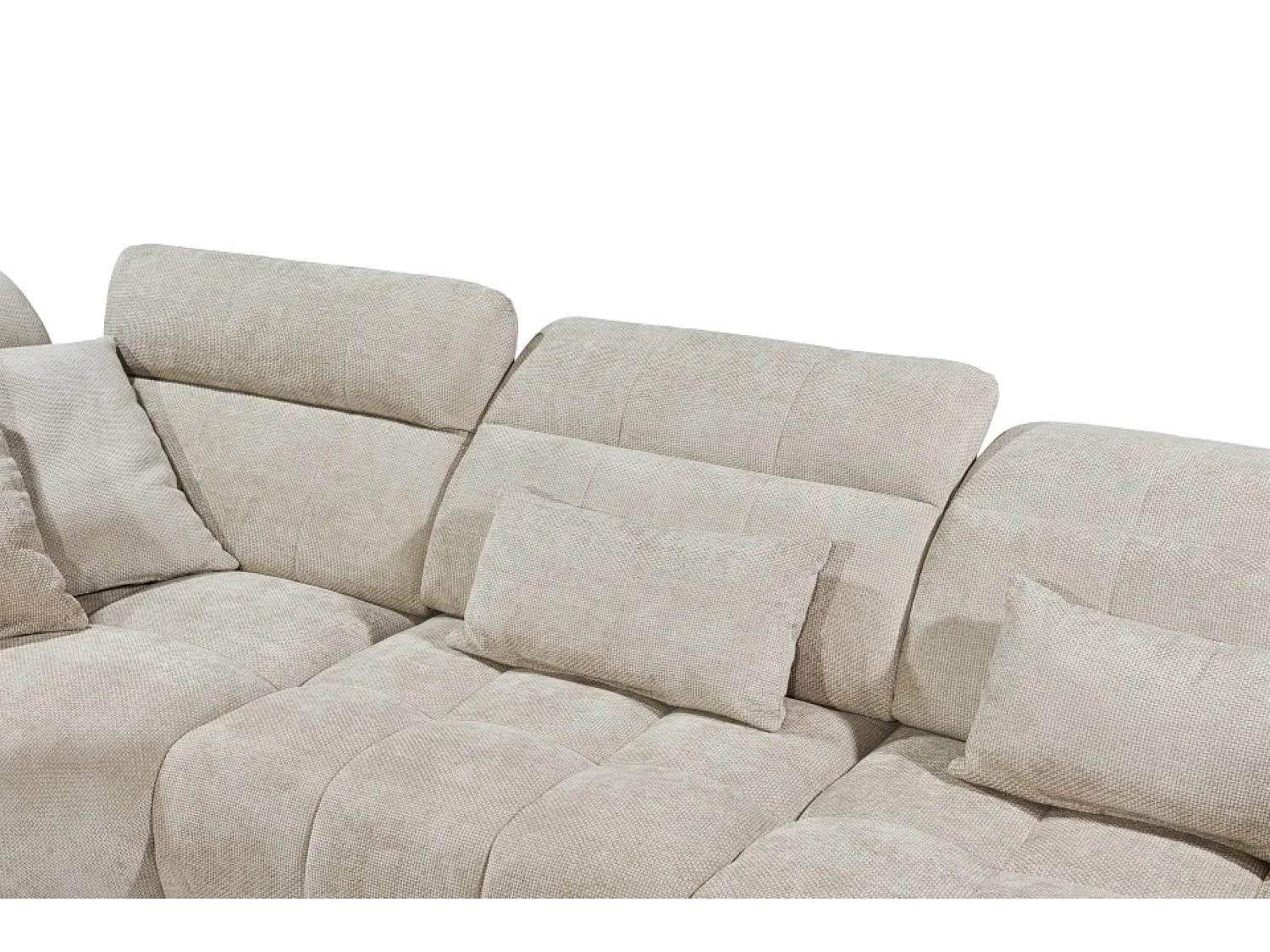 MYHOMELANDO Franklin hoekbank – L-vorm in microvezel-vlakweefsel, nosagvering en 5-voudig verstelbare hoofdsteunen