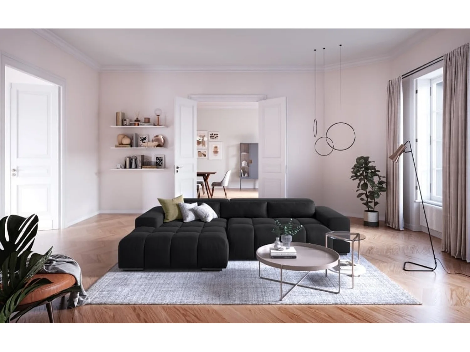 MYHOMELANDO Orion hoekbank – L-vorm met elektrische zitverstelling en verstelbare hoofdsteunen