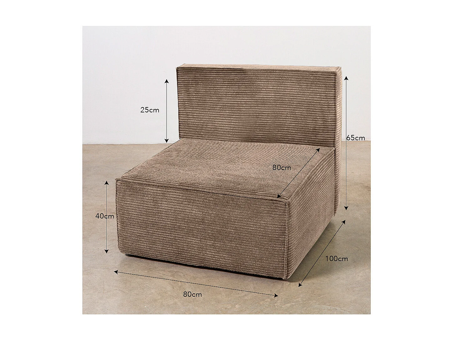 Sofa 3 plazas Chaiselongue tapizado pana piedra