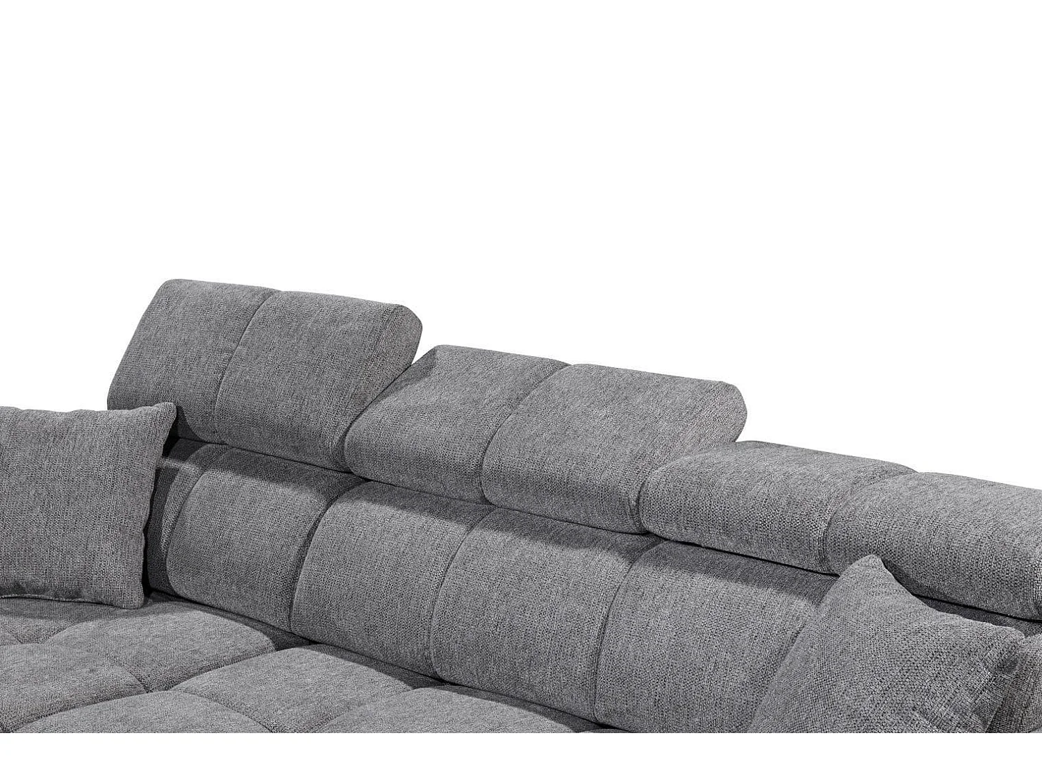 MYHOMELANDO canapé d’angle Sydney – forme en L avec avance électrique de l’assise et coffre de rangement