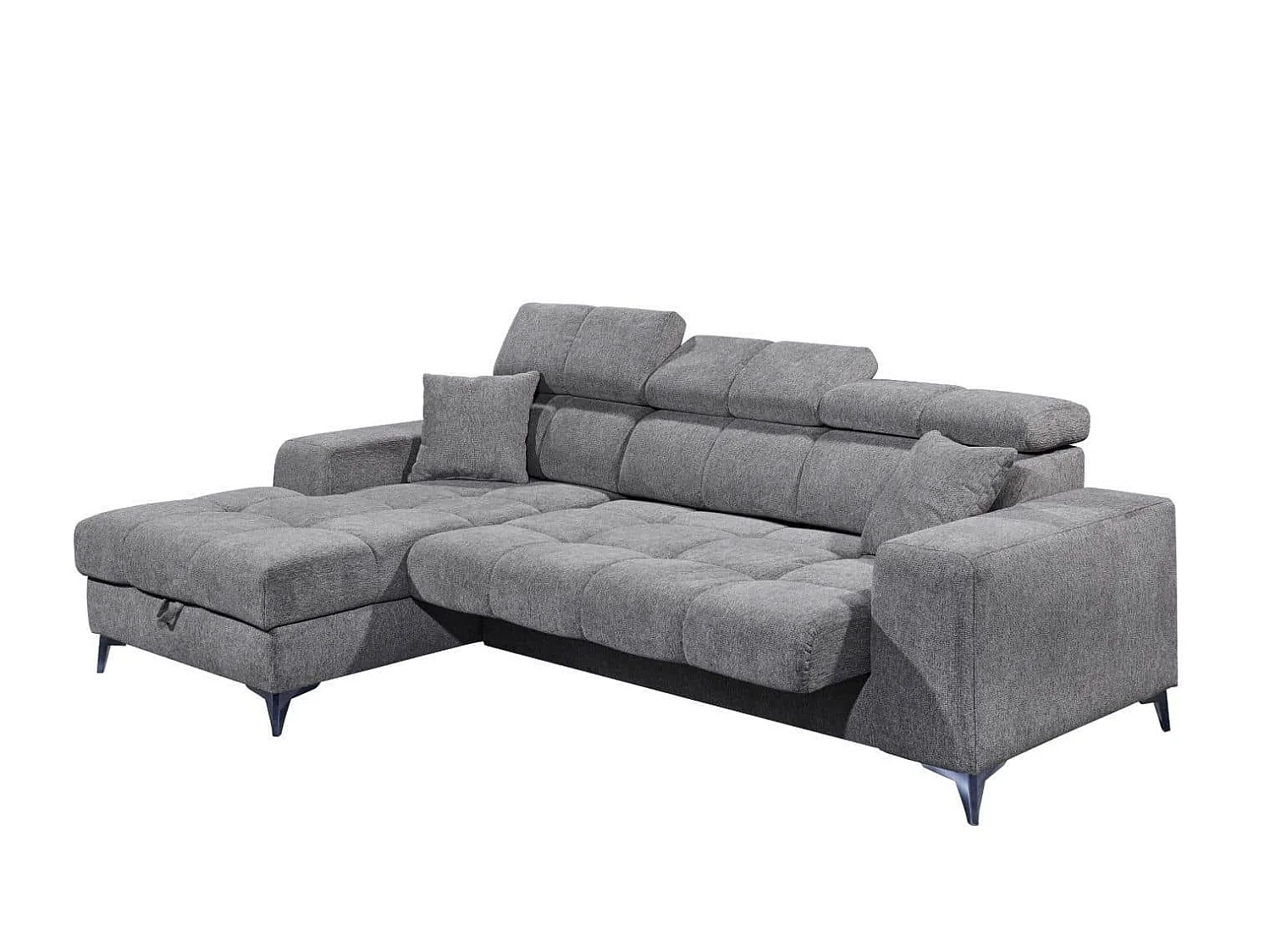 MYHOMELANDO canapé d’angle Sydney – forme en L avec avance électrique de l’assise et coffre de rangement