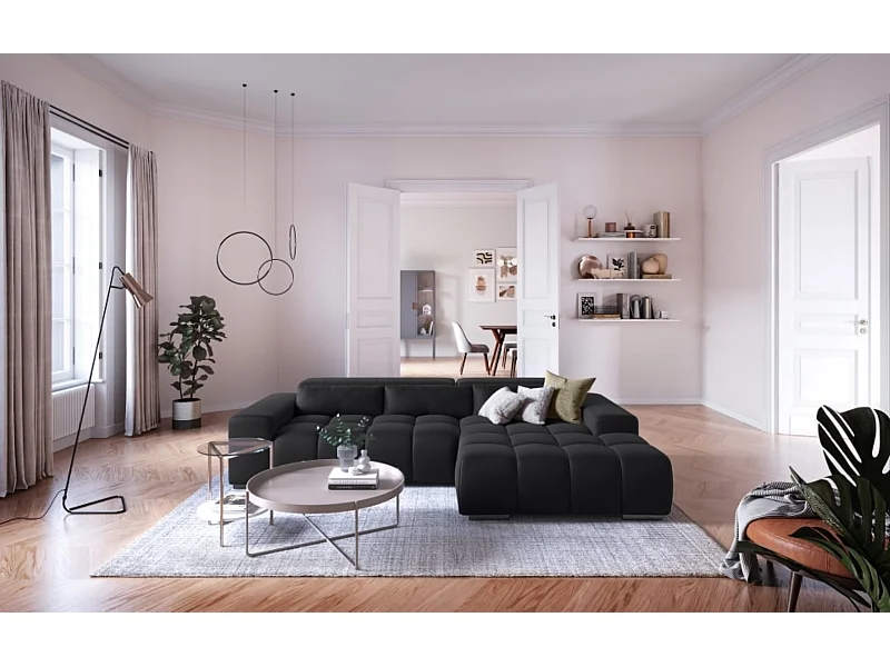 MYHOMELANDO Orion canapé d’angle – forme en L avec avance électrique de l’assise et appuie-têtes réglables