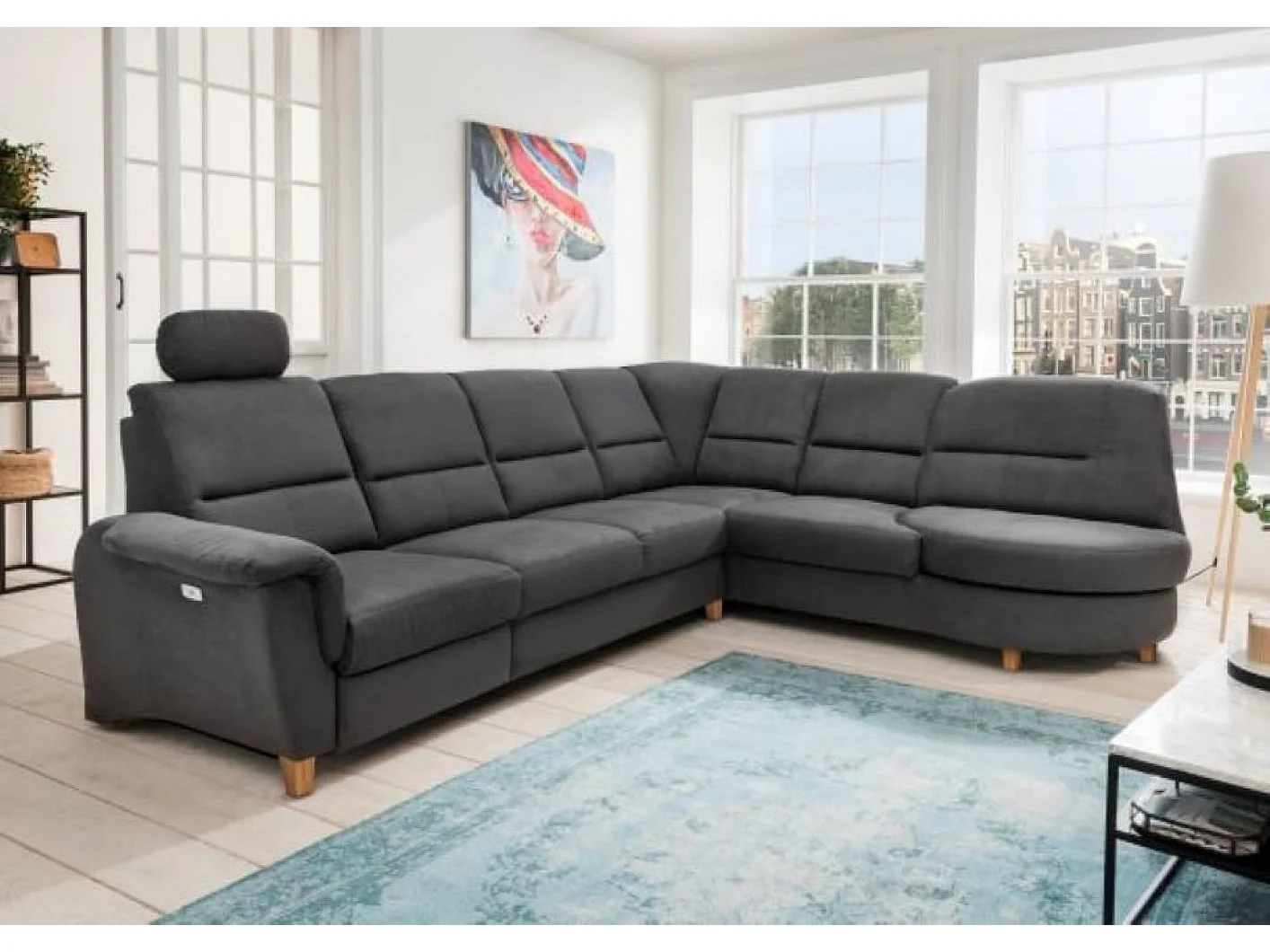 MYHOMELANDO Paris II hoekbank – L-vorm met elektrische relaxfunctie en draaifauteuil