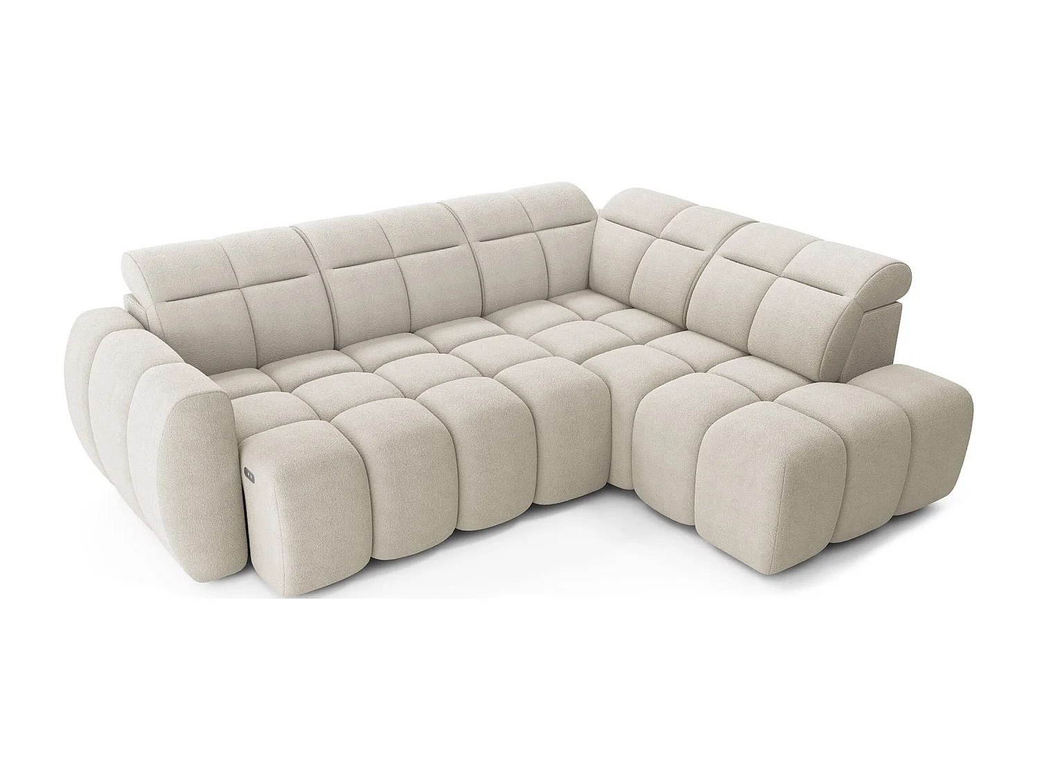 MYHOMELANDO Falconn canapé d’angle – forme en L avec avance électrique de l’assise, coffre de rangement et appuie-têtes réglables