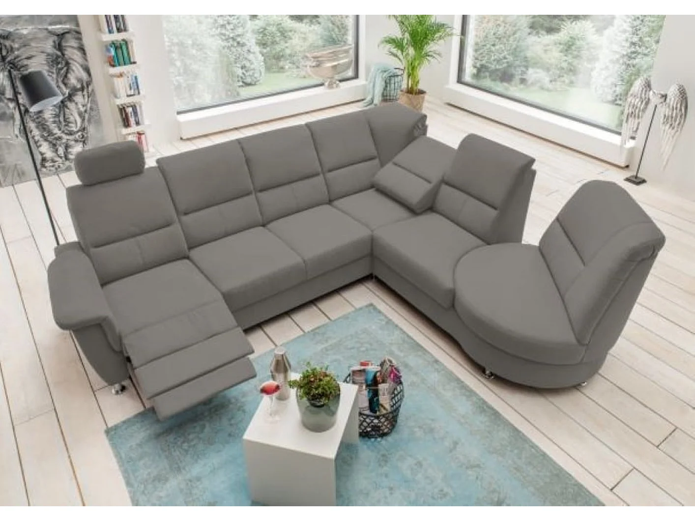 MYHOMELANDO Paris II hoekbank – L-vorm met elektrische relaxfunctie en draaifauteuil