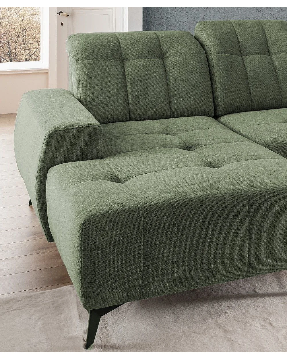 MYHOMELANDO Summer woonlandschap – U-vorm in Coroni-stof met elektrische relaxfunctie