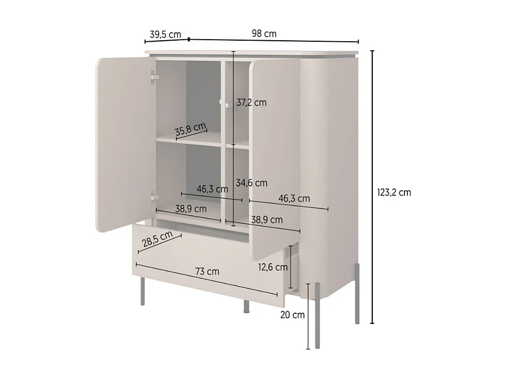 Móvel Auxiliar AMBIHOME BELIO - Congo/Preto, C98xA123xP40cm