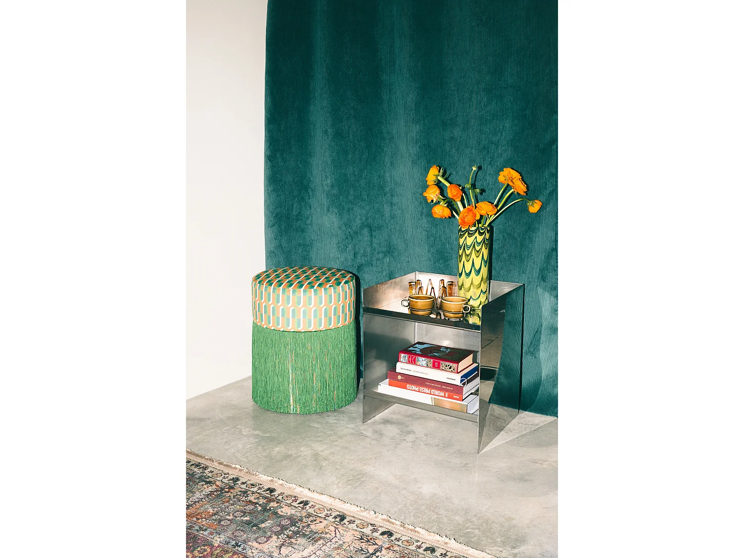 Pouf ottoman en velours