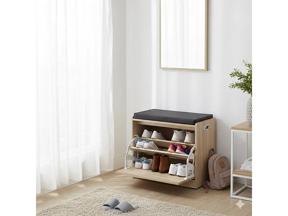 Schuhschrank JACKLYN Naturholz | Cosma | Farbe: Noir | Material: Holz