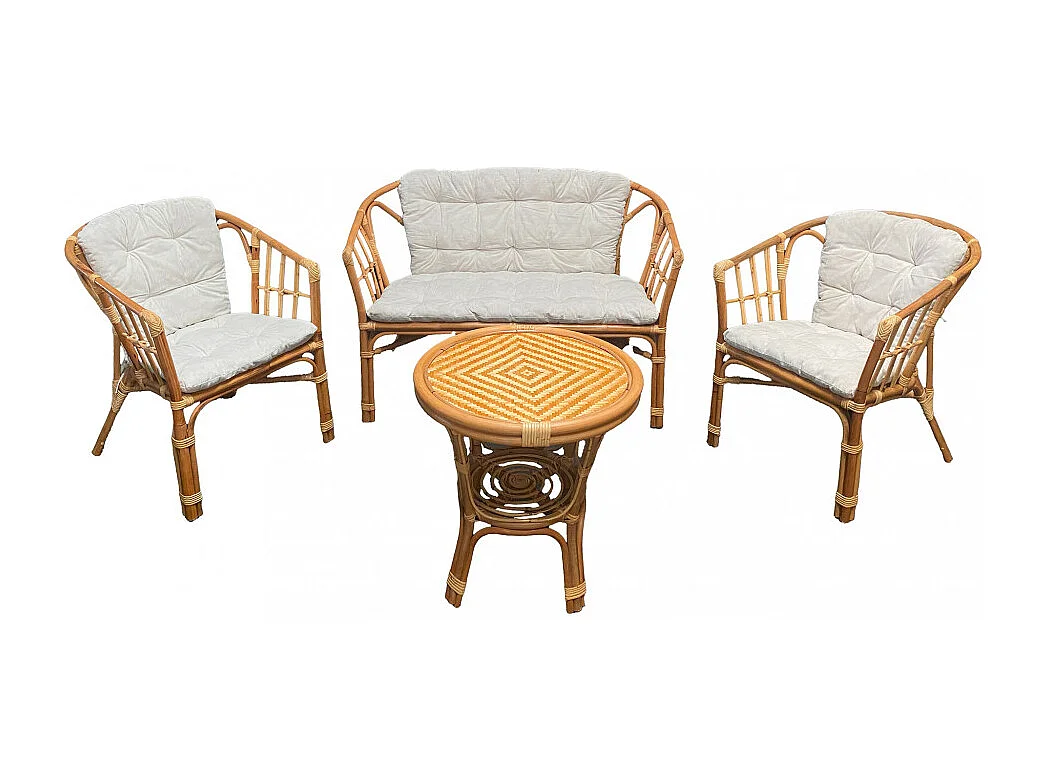 Gartenlounge TURKS Rattan Weiß / Hellbraun 2-Sitzer | Cosma | Farbe: Marrone chiaro