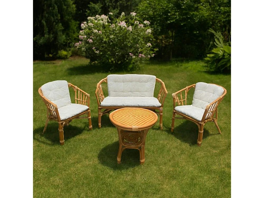 Gartenlounge TURKS Rattan Weiß / Hellbraun 2-Sitzer | Cosma | Farbe: Marrone chiaro