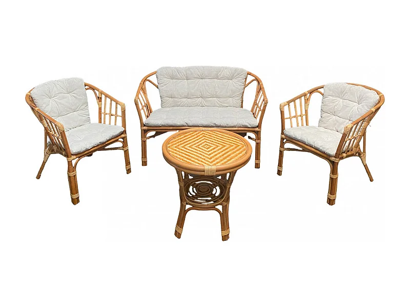 Gartenlounge TURKS Rattan Weiß / Hellbraun 2-Sitzer | Cosma | Farbe: Marrone chiaro