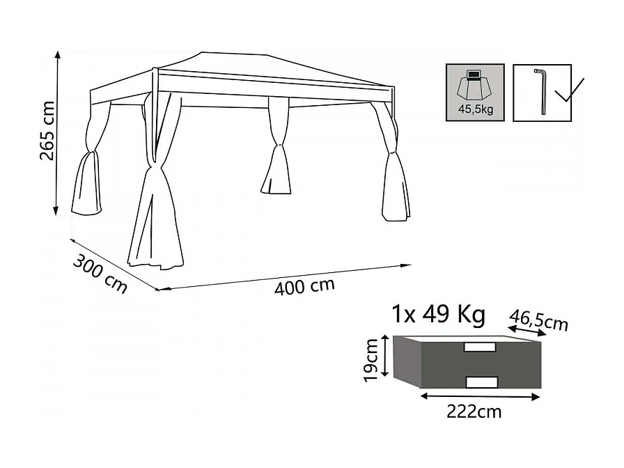 Gartenpavillon Karnak 300x400 cm