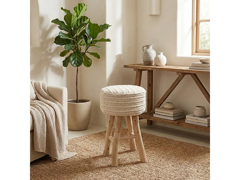 Holzhocker SALOMON Braun / Weiß 40×70 | Cosma | Farbe: Marrone chiaro | Material: Holz