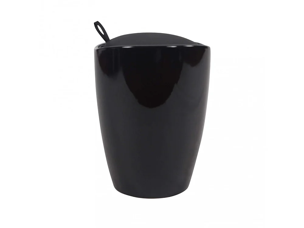 ABS-Hocker Pouf mit Kunstlederkissen Cliff - Schwarz