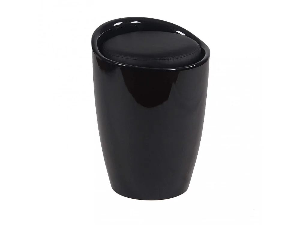 ABS-Hocker Pouf mit Kunstlederkissen Cliff - Schwarz