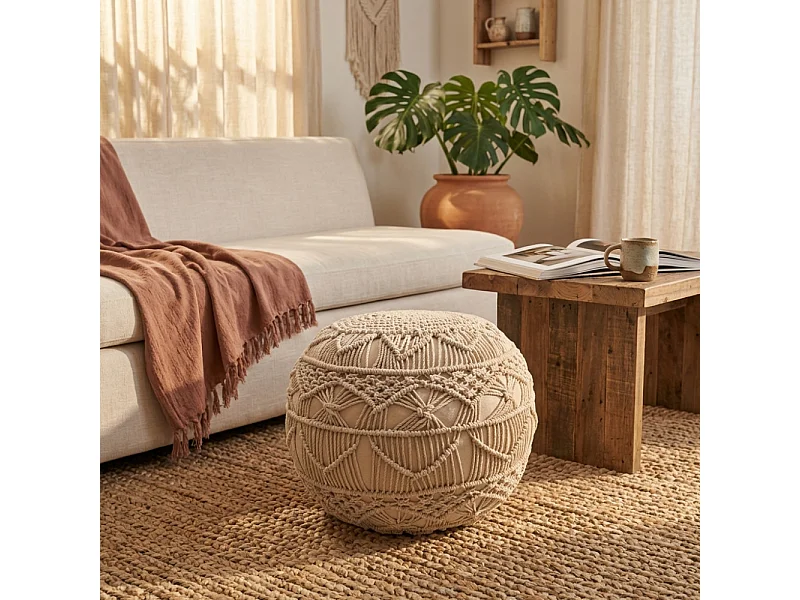 Pouf BODRUM Braun Baumwolle | Cosma | Farbe: Marron