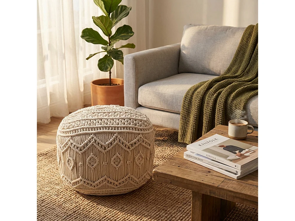 Pouf MILAS Braun Baumwolle | Cosma | Farbe: Marron