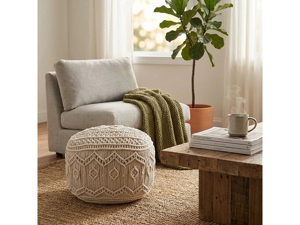 Pouf MILAS Braun Baumwolle | Cosma | Farbe: Marron