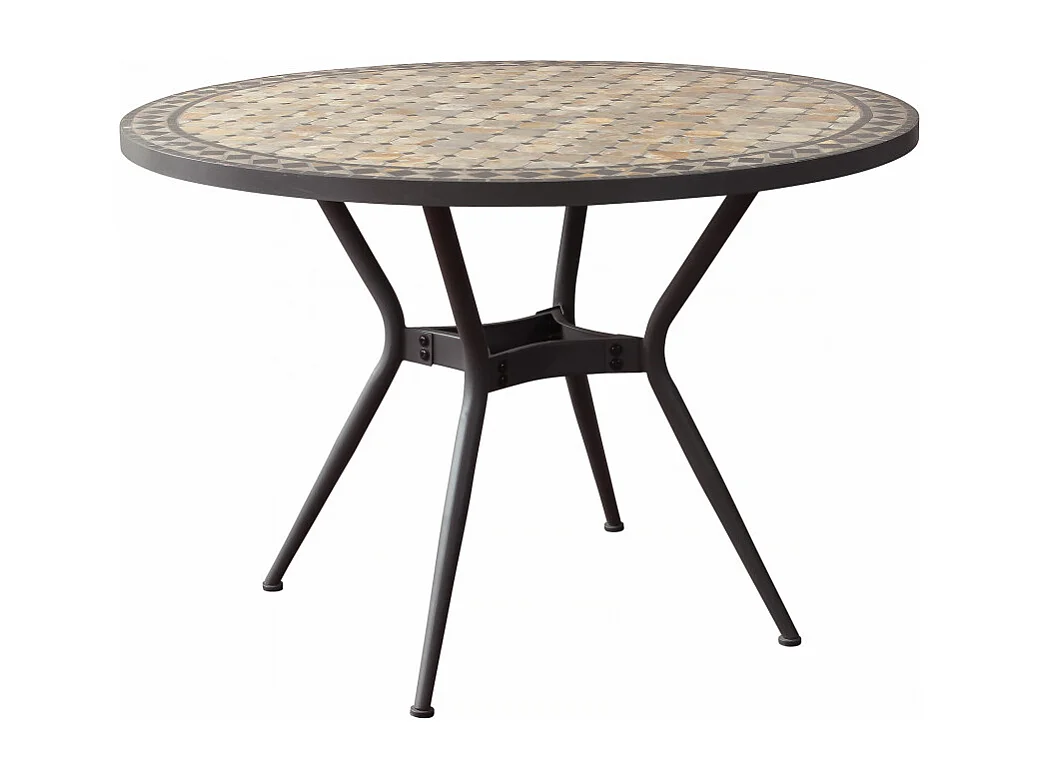 RUNDER TISCH DIONISIO AUS KERAMIK & LACKIERTEM STAHL Ø 110 cm