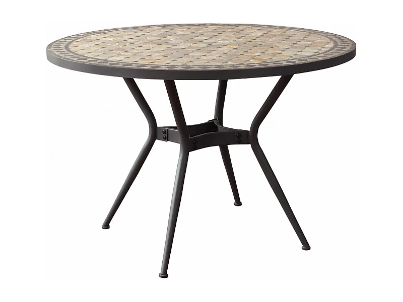 RUNDER TISCH DIONISIO AUS KERAMIK & LACKIERTEM STAHL Ø 110 cm