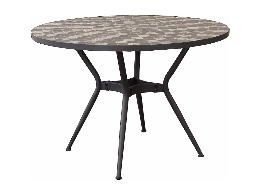 RUNDER TISCH ZEFIRO AUS KERAMIK & LACKIERTEM STAHL Ø 110 cm