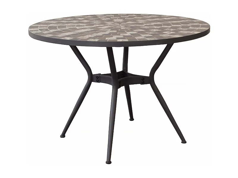 RUNDER TISCH ZEFIRO AUS KERAMIK & LACKIERTEM STAHL Ø 110 cm