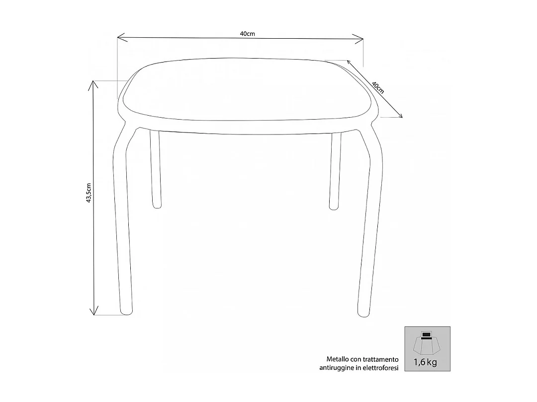 BEISTELLTISCH MIDWAY AUS STAHL 41x41 cm