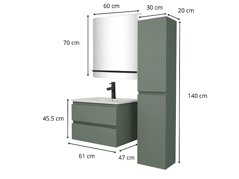 Mueble sencillo + grifería + espejo + columna SORRENTO