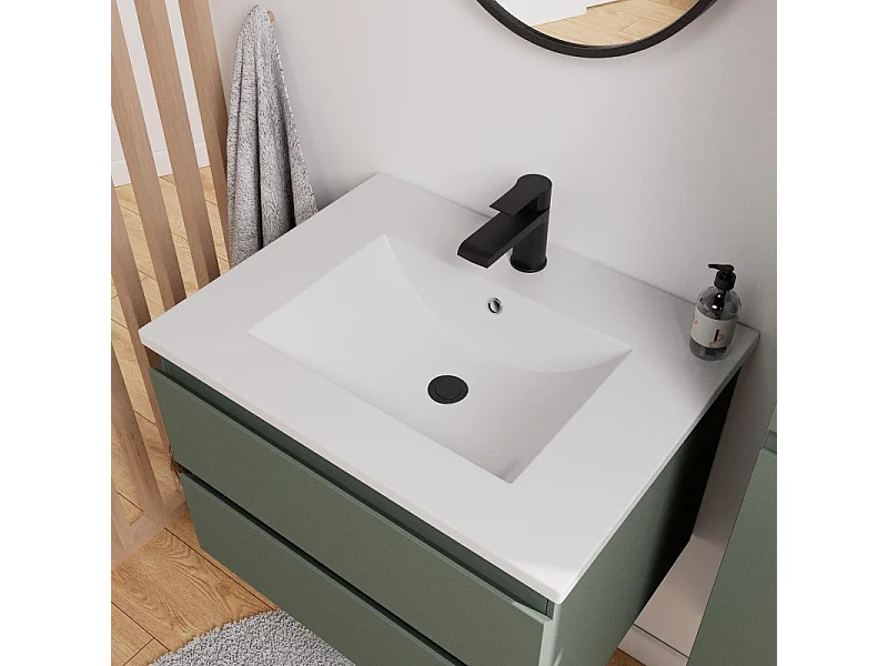 Mueble sencillo + grifería + espejo + columna SORRENTO
