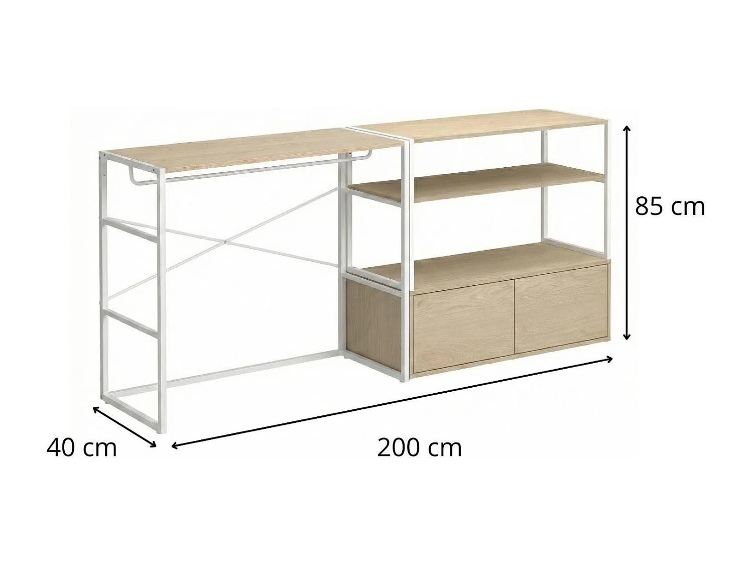 Lot de 2 portants vêtements sous combles modulables 200x85cm KADRA