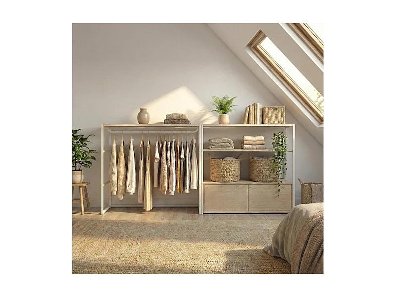 Lot de 2 portants vêtements sous combles modulables 200x85cm KADRA