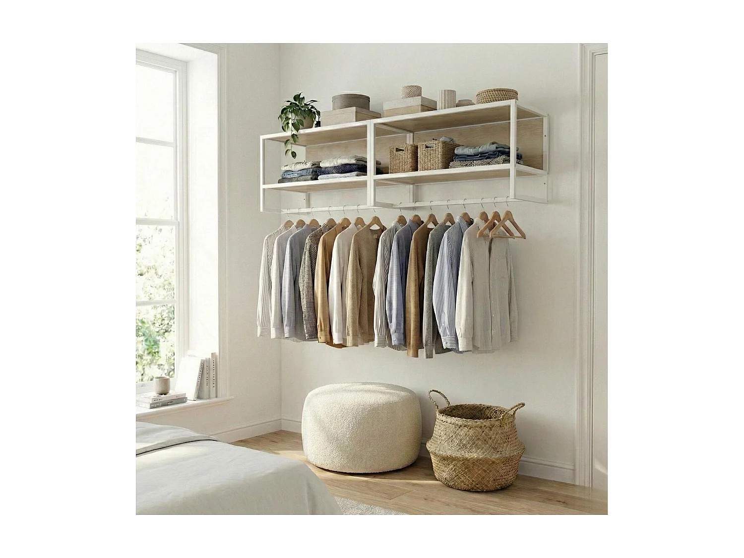 Estantería de pared MALYA de madera y metal blanco, 90x40cm