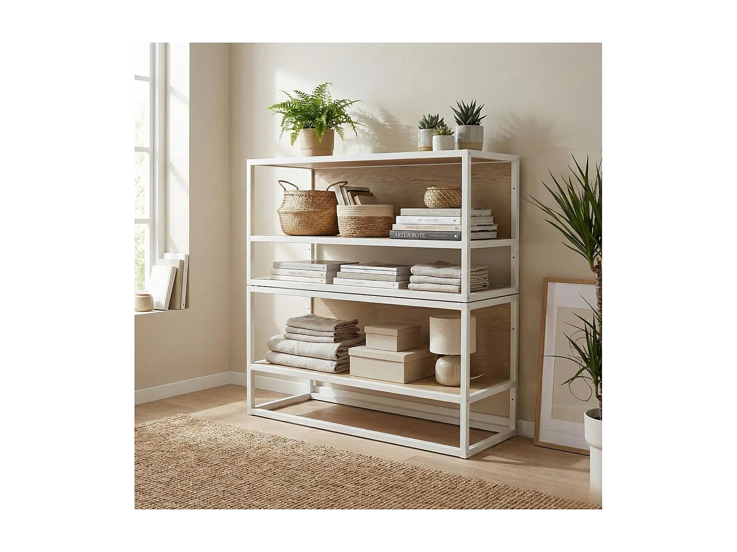 Estantería de pared MALYA de madera y metal blanco, 90x40cm