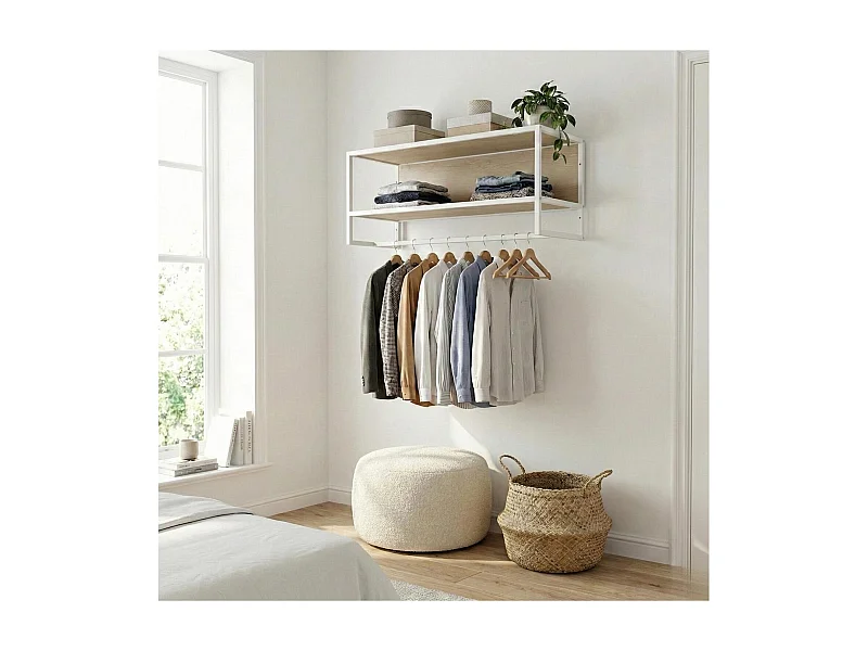 Estantería de pared MALYA de madera y metal blanco, 90x40cm