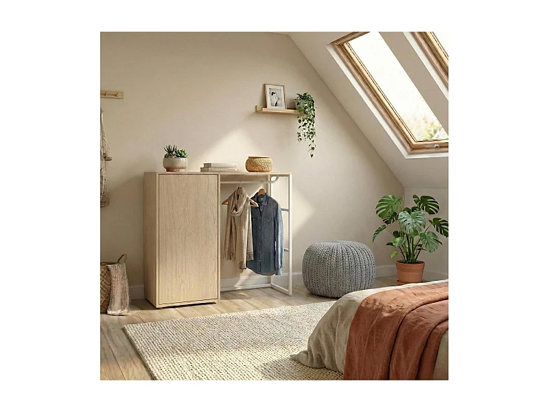 Appendiabiti da soffitta KADRA 100x85cm con armadio e unità di stoccaggio