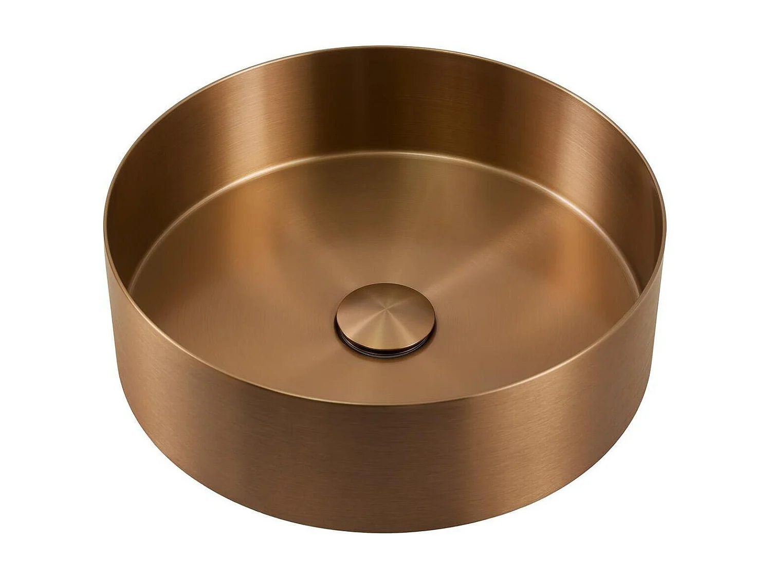 Rundes, schwarzes Edelstahl-Aufsatzwaschbecken, 36 cm, mit passendem Ablaufgarnitur