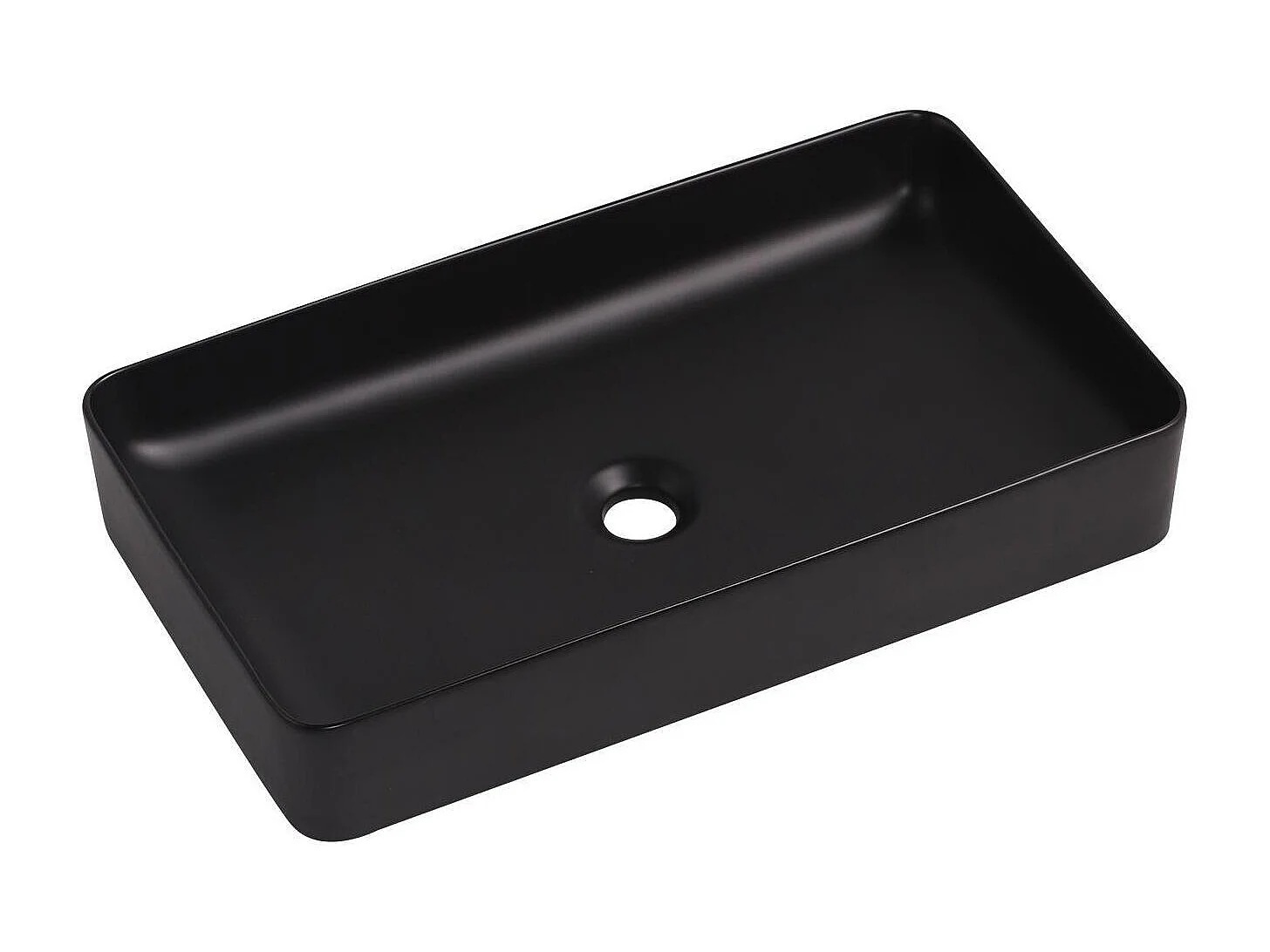 CAPRI Rechteckiges Aufsatzwaschbecken aus mattschwarzer Keramik, 60,5 x 34,5 cm