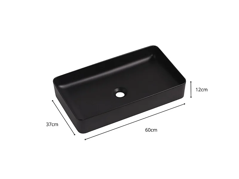 Lavabo sobre encimera rectangular de cerámica blanca SADDY 60x37cm