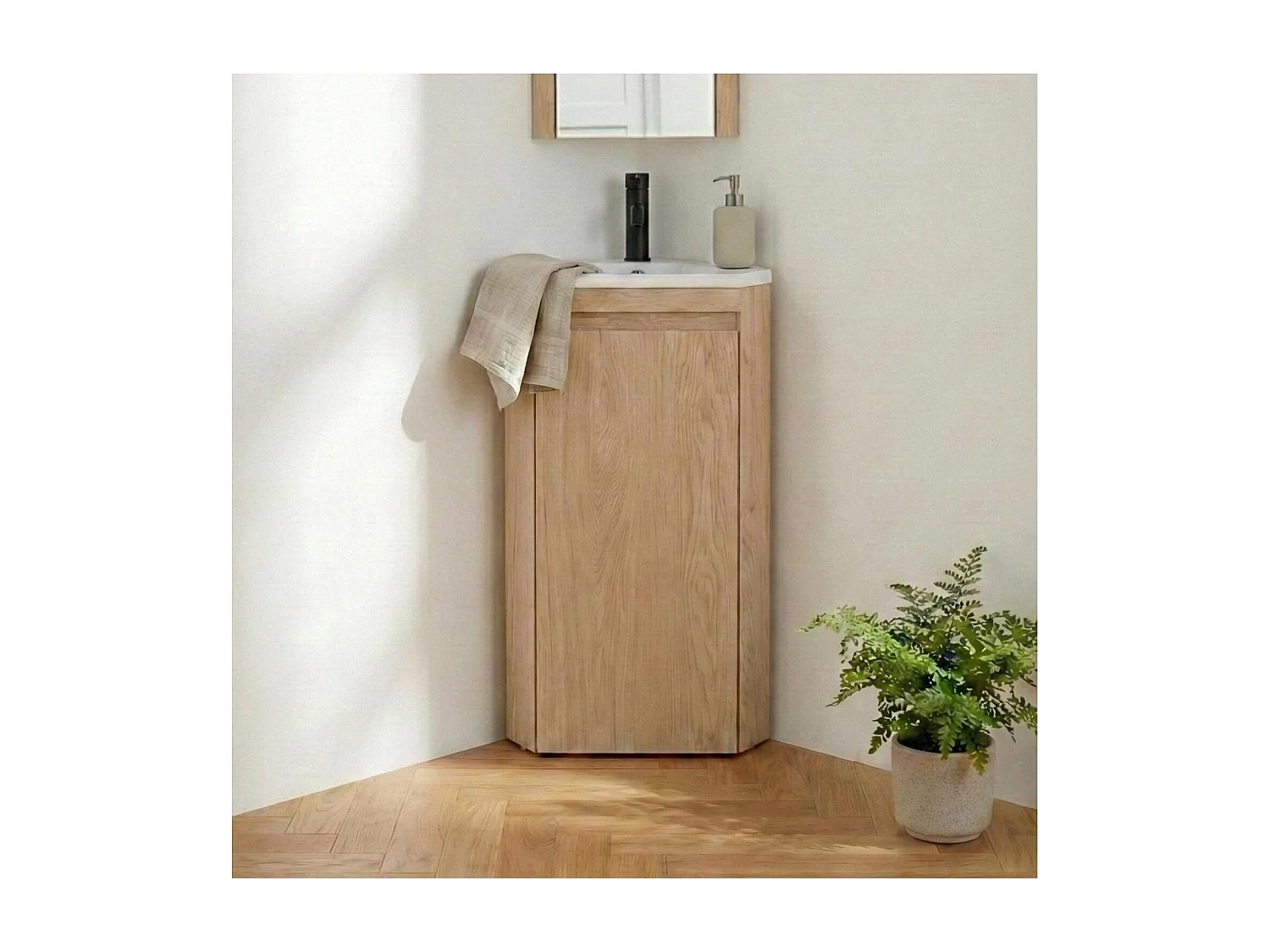 Ensemble lave-mains SORRENTO d'angle sur pieds avec robinet noir