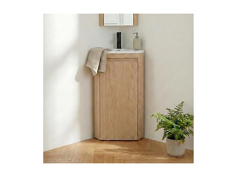 Ensemble lave-mains SORRENTO d'angle sur pieds avec robinet noir