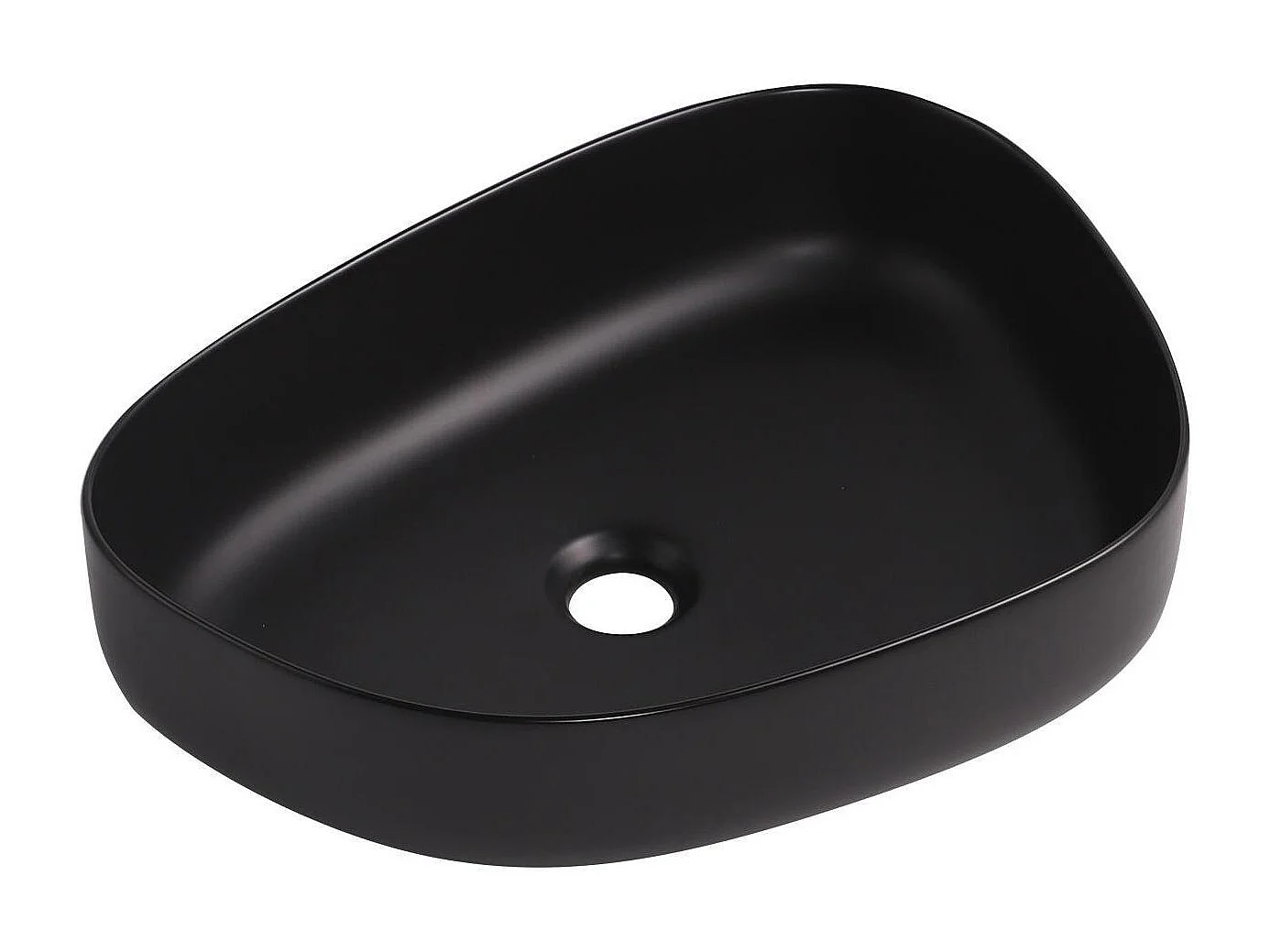 ORION Aufsatzwaschbecken aus schwarzer Keramik in Kieselform, 48 x 35,5 cm