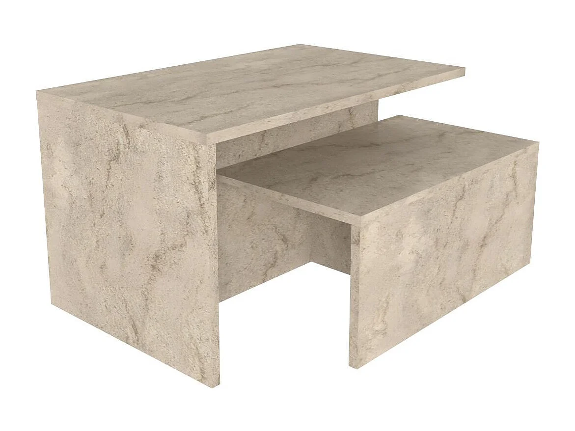 Table gigogne (2 pièces) en bois "Twins" 72 x 45 x 42 cm - Travertin