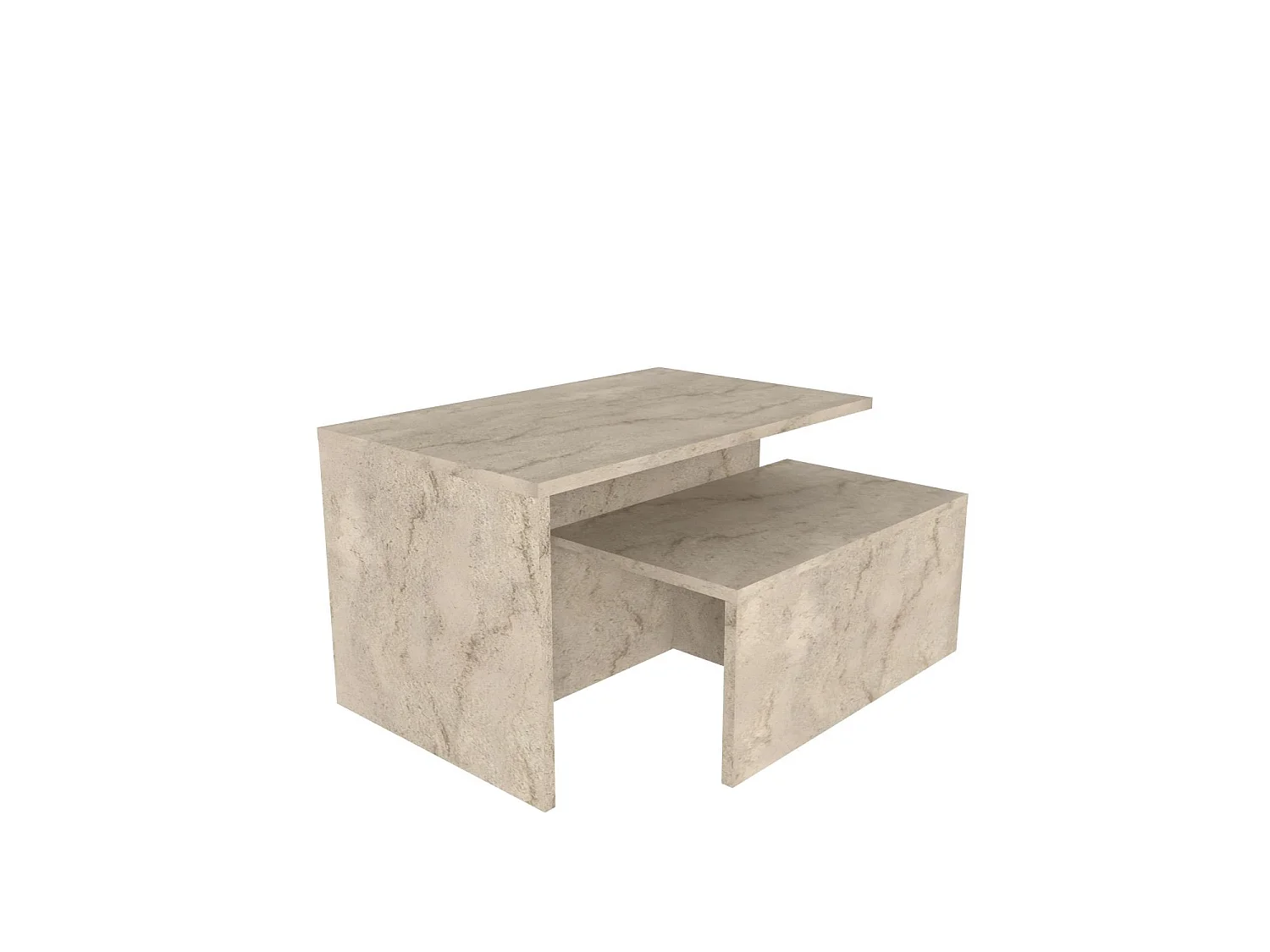 Moderna Trä Nystbord "Tvillingar" Travertin Finish - Set om 2 | 72 x 45 x 42 cm