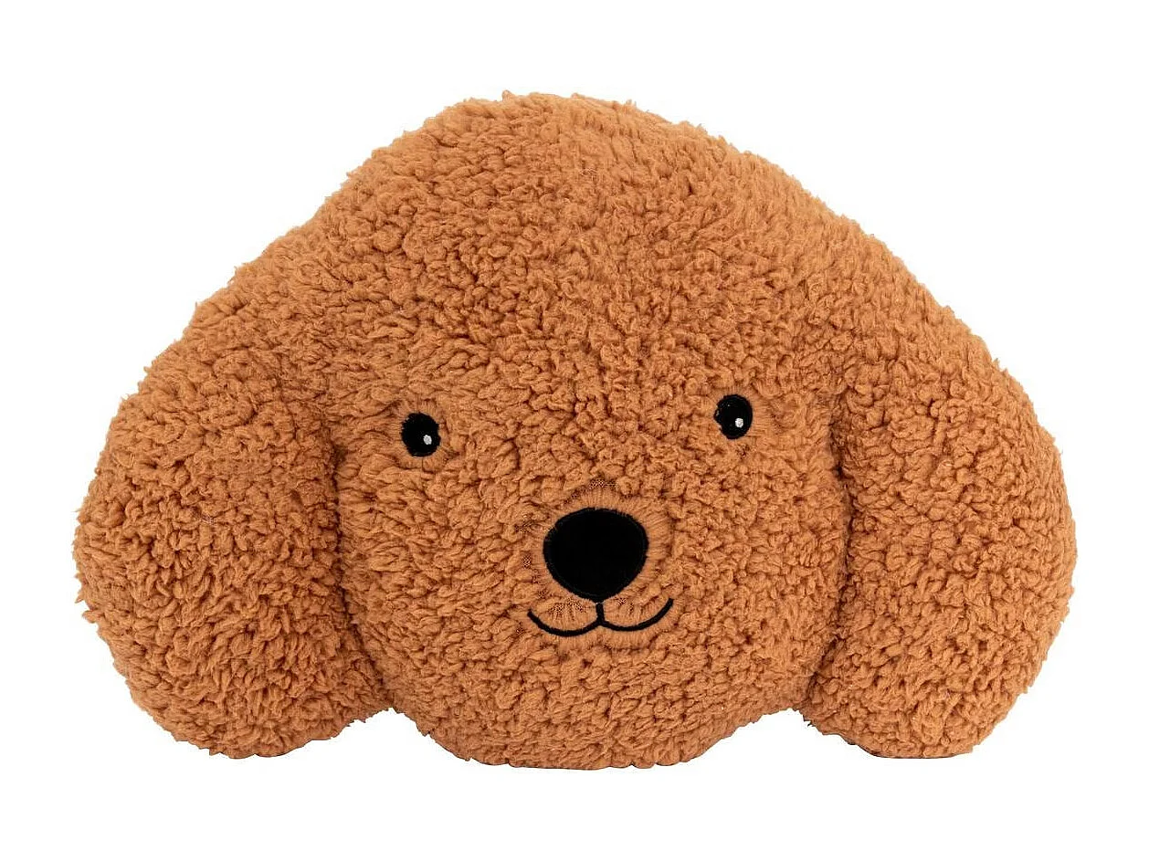 Coussin Bouclette Tête de Chien "Scott" 36cm Marron