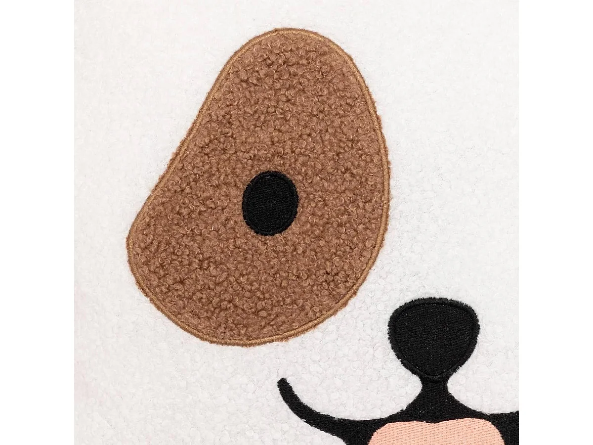 Coussin Bouclette Chien "Scott" 40x40cm Blanc